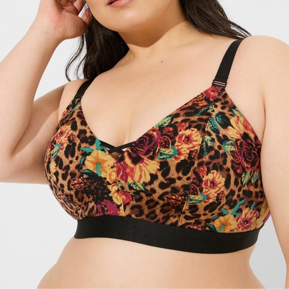 Torrid Floral and Leopard Print Bra